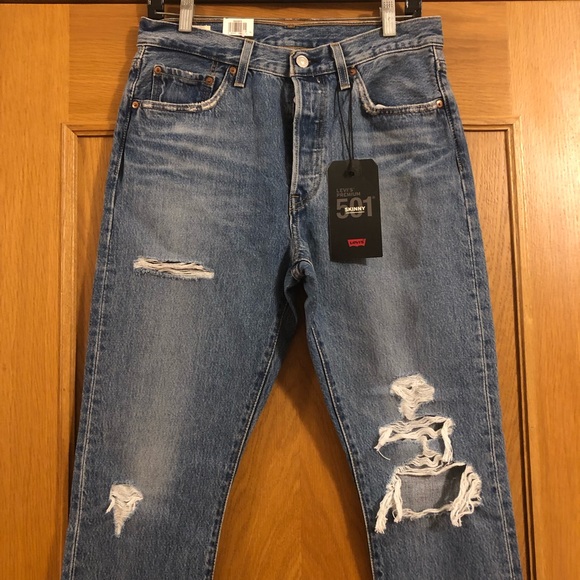 NWT Levi’s Premium 501S Skinny High Rise Distressed Jeans Size 29 - Picture 4 of 13